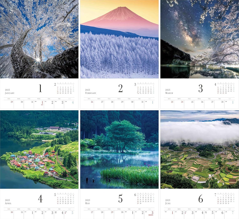 Calendar 2025 Miraculous Views of Japan (Monthly/Wall Calendar) (Yama-kei Calendar 2025)