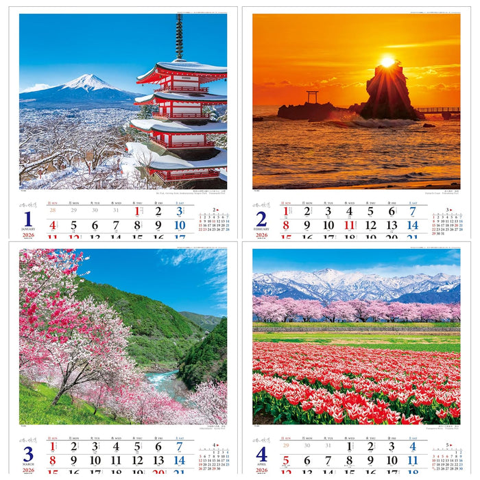 Todan 2026 Wall Calendar Japanese Travel Sentiments 53.5 x 38cm TD-800
