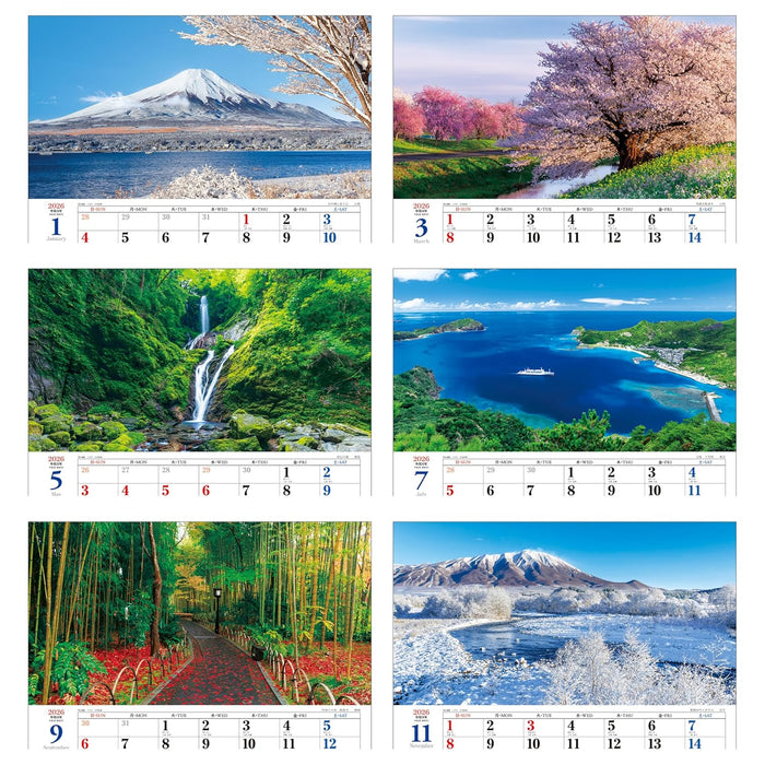 Todan 2026 Wall Calendar Beautiful Japan 52.7 x 38cm TD-900
