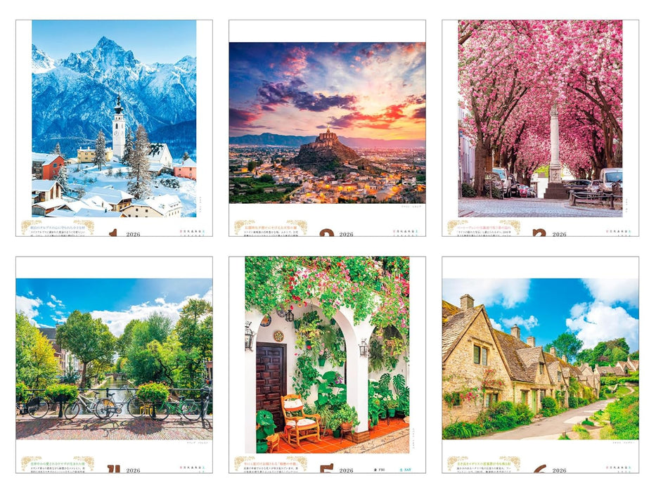 Calendar 2026 Charming Fairy-Tale Sceneries: Delightful Streets and Landscapes from Around the World (Monthly/Wall Calendar) (Impress Calendar 2026)