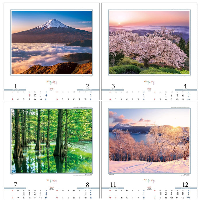 Todan 2025 Wall Calendar The Scenery of the Four Seasons 60.8 x 42.5cm TD-701