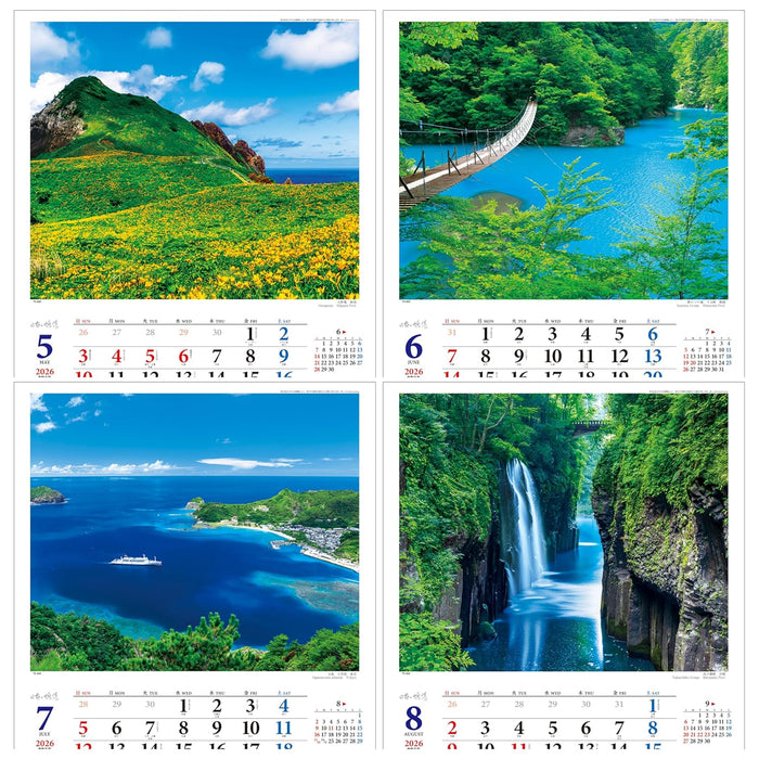 Todan 2026 Wall Calendar Japanese Travel Sentiments 53.5 x 38cm TD-800