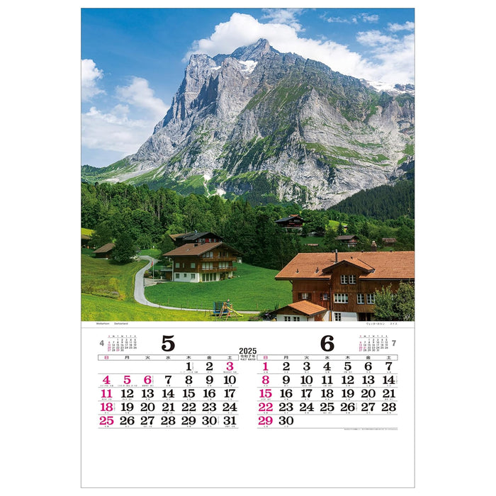 Todan 2025 Wall Calendar Switzerland Tohan DX Film 75 x 50.4cm TD-520