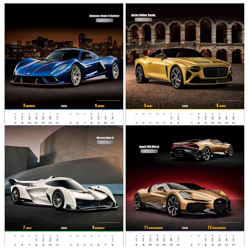 Todan 2026 Wall Calendar Auto Collection 60.8 x 42.5cm TD-769