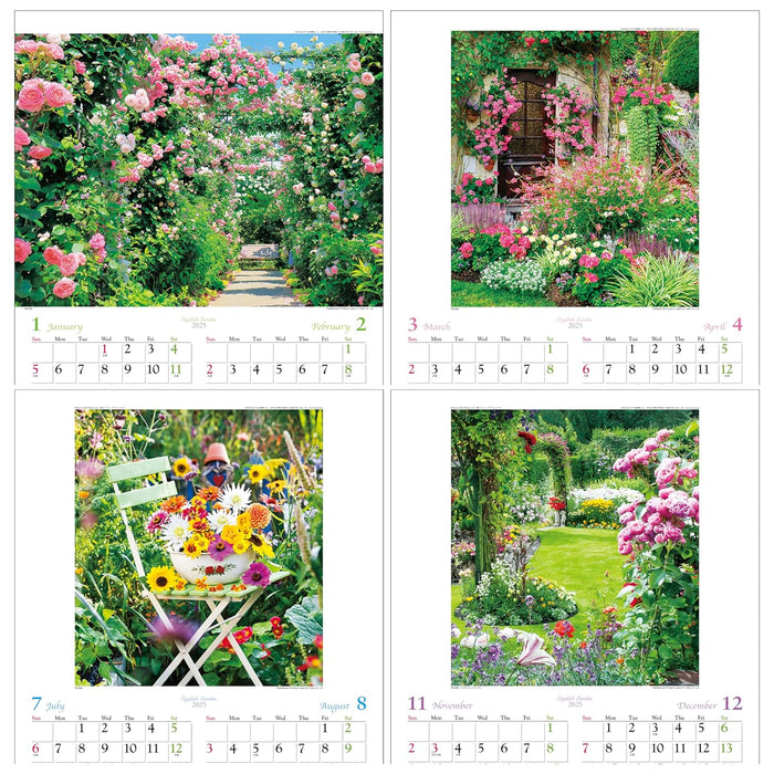 Todan 2025 Wall Calendar English Garden 52.7 x 38cm TD-916