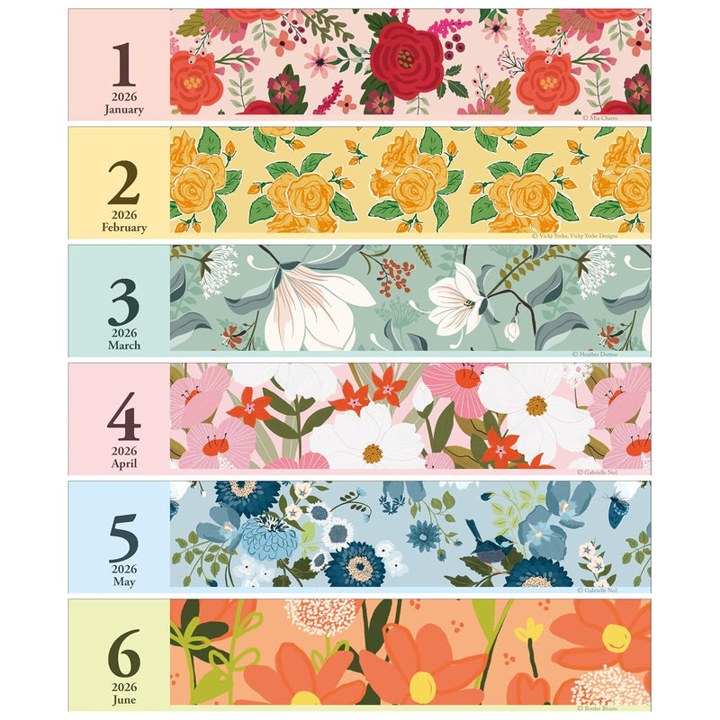 Todan 2026 Desk L Calendar Floral Memo 15.6 x 18cm TD-273