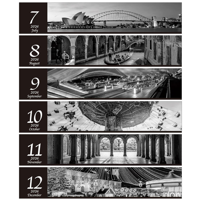 Todan 2026 Desk L Calendar Monochrome City 15.6 x 18cm TD-272
