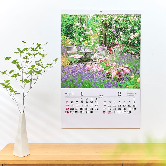 New Japan Calendar 2025 Wall Calendar English Garden NK405 750x504mm