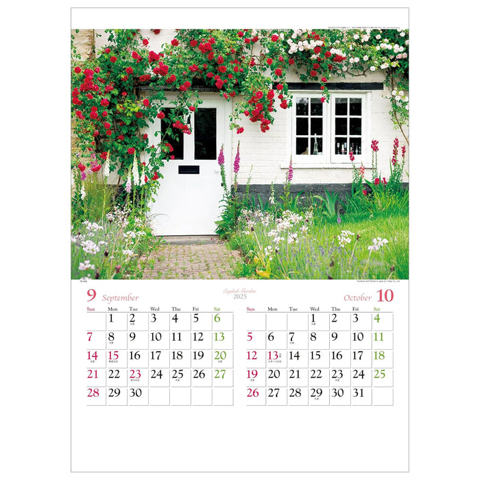 Todan 2025 Wall Calendar English Garden 52.7 x 38cm TD-916