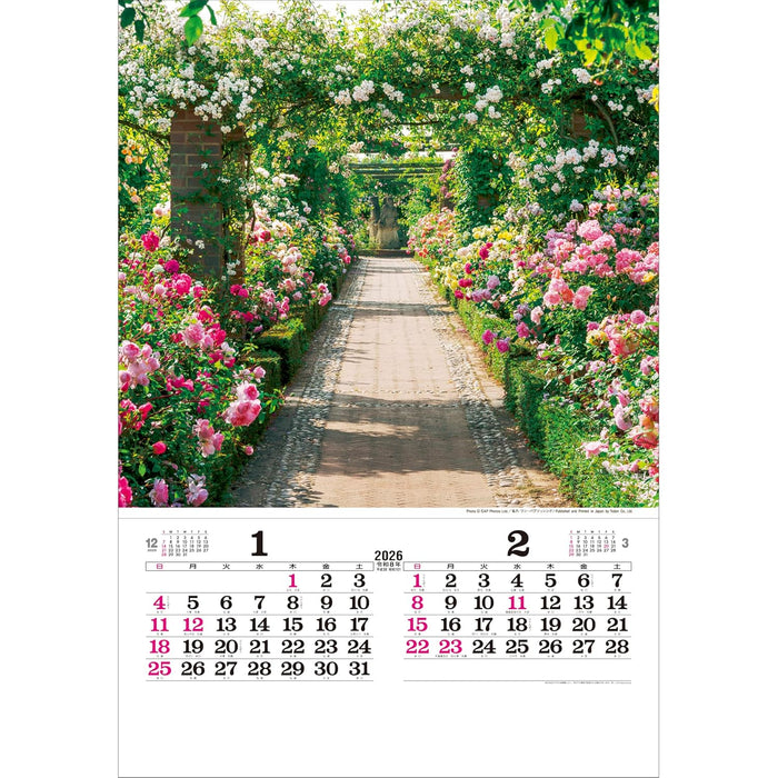 Todan 2026 Wall Calendar English Garden Tohan DX Film 75 x 50.4cm TD-535