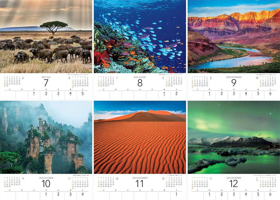 Calendar 2025 World Natural Heritage Overseas Edition (Monthly/Wall Calendar) (Yama-kei Calendar 2025)