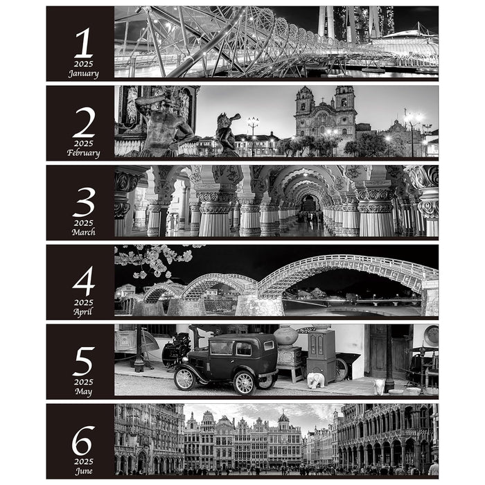 Todan 2025 Desk L Calendar Monochrome City 15.6 x 18cm TD-272