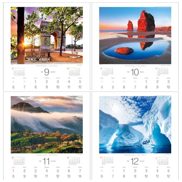 Todan 2026 Wall Calendar Impression of the World 59.8 x 42.5cm TD-30651