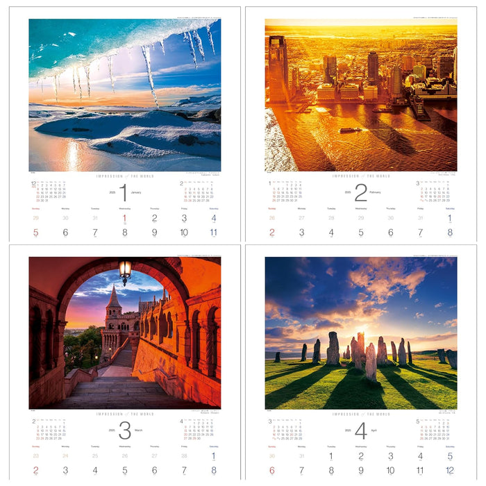 Todan 2025 Wall Calendar Impression of the World 59.8 x 42.5cm TD-30651