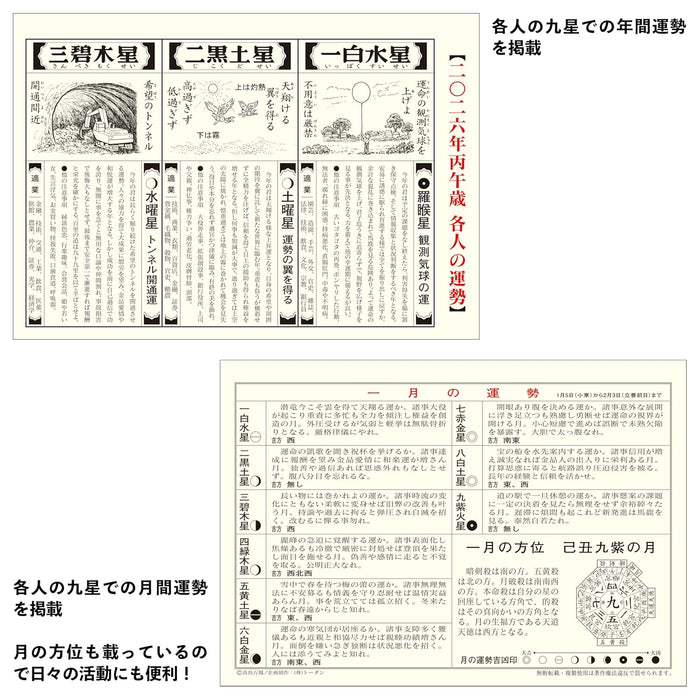 Todan 2026 Desk L Calendar Good Fortune Calendar 15.6 x 18cm TD-30260