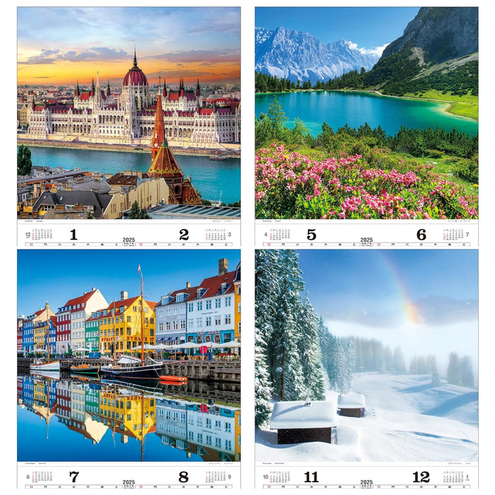 Todan 2025 Wall Calendar Poetical Scenery of the World Tohan DX Film 75 x 50.4cm TD-522