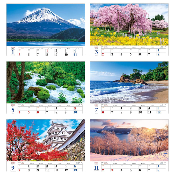 Todan 2025 Wall Calendar Beautiful Japan 52.7 x 38cm TD-900