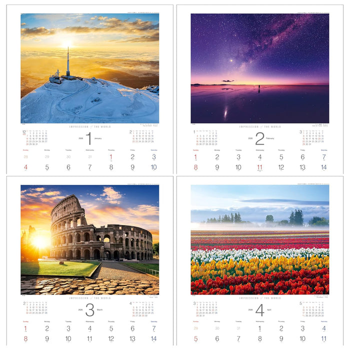Todan 2026 Wall Calendar Impression of the World 59.8 x 42.5cm TD-30651