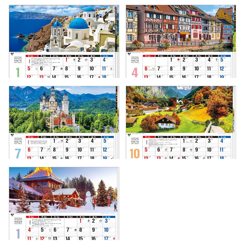 Todan 2025 Wall Calendar World 3-Month Memo (From Top to Bottom Type / Perforated) 75 x 35cm TD-30781