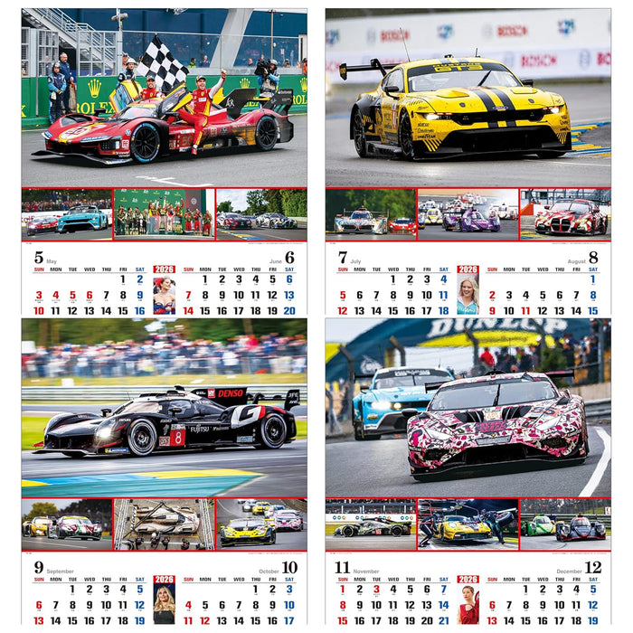 Todan 2026 Wall Calendar World Racing Car 60.8 x 42.5cm TD-768