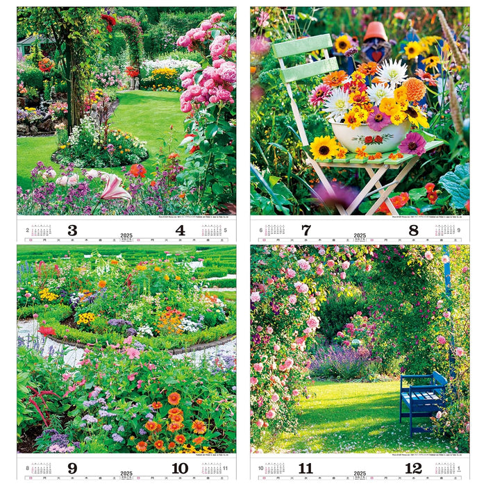 Todan 2025 Wall Calendar English Garden Tohan DX Film 75 x 50.4cm TD-535