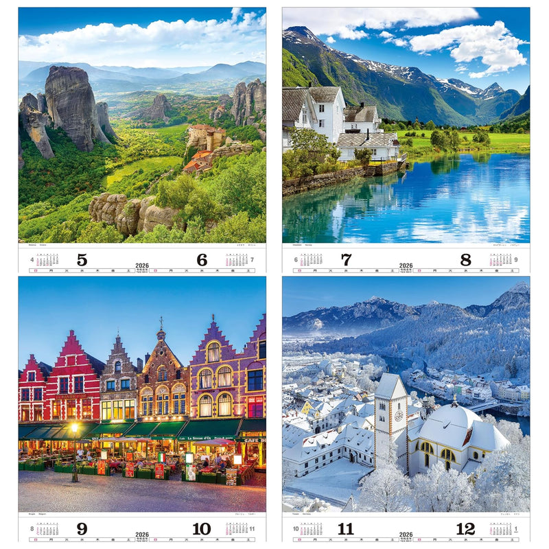 Todan 2026 Wall Calendar Poetical Scenery of the World Tohan DX Film 75 x 50.4cm TD-522