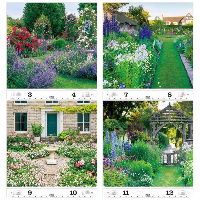 Todan 2026 Wall Calendar English Garden Tohan DX Film 75 x 50.4cm TD-535