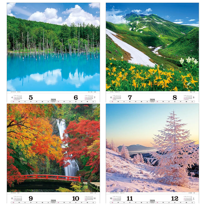 Todan 2026 Wall Calendar Poetical Scenery with Japanese Holidays Tohan DX Film 75 x 50.4cm TD-502