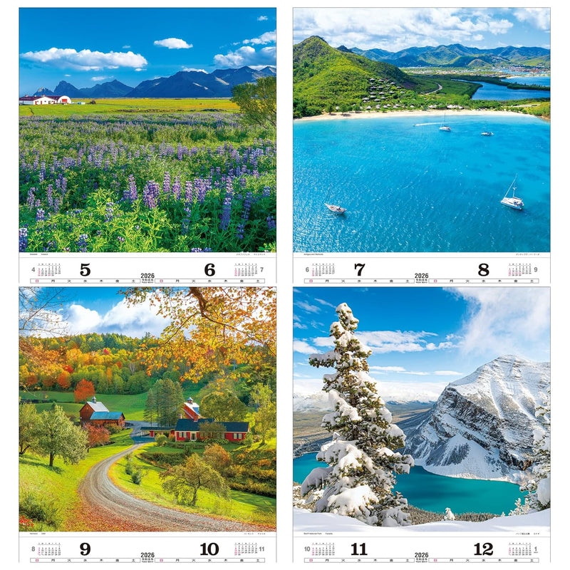 Todan 2026 Wall Calendar Views of the World Tohan DX Film 75 x 50.4cm TD-521