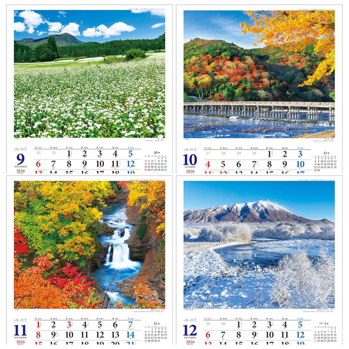 Todan 2026 Wall Calendar Japanese Travel Sentiments 53.5 x 38cm TD-800