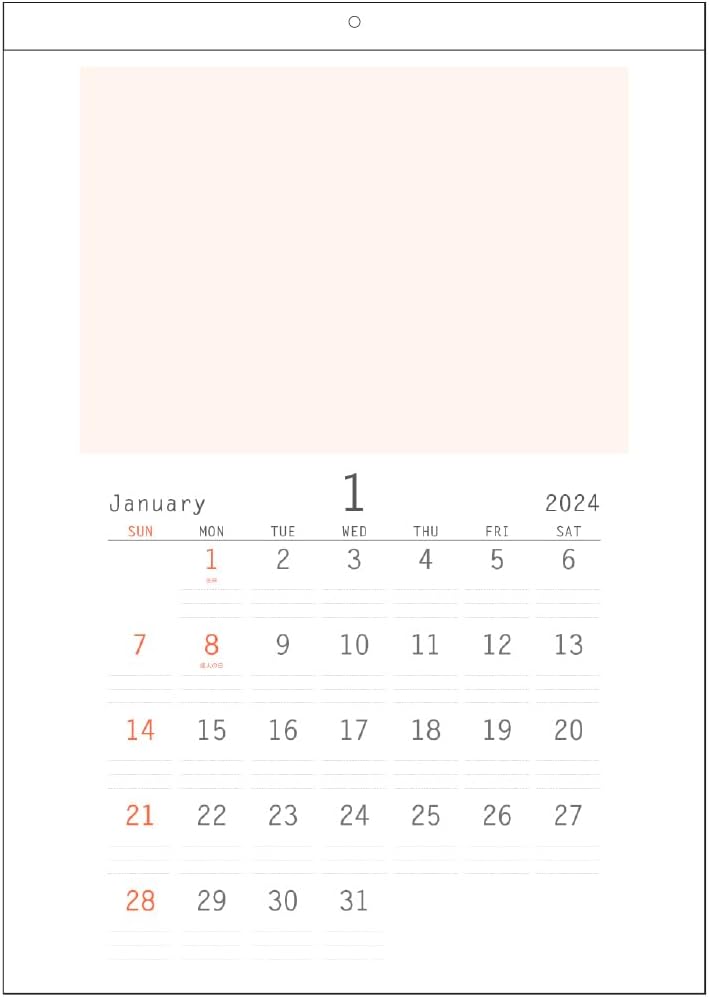 Nakabayashi 2024 Wall Calendar Suitable for A4 Duodecimo 4-cutting COC-CLH-B3C-24