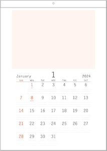 Nakabayashi 2024 Wall Calendar Suitable for A4 Duodecimo 4-cutting COC-CLH-B3C-24