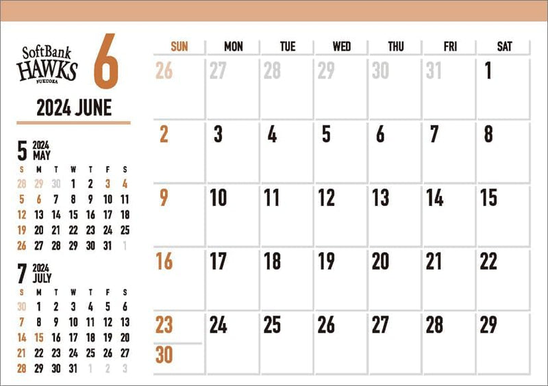 Hagoromo Fukuoka Softbank Hawks 2024 Desk Calendar CL24-0590