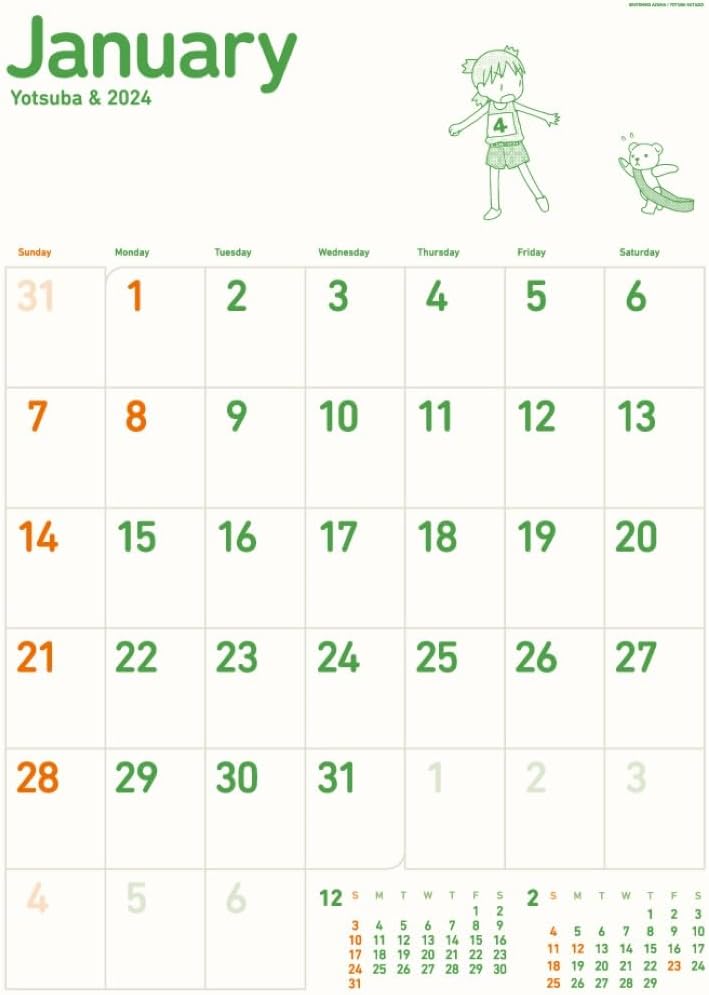 Hagoromo Yotsuba&! 2024 Wall Calendar CL24-0090