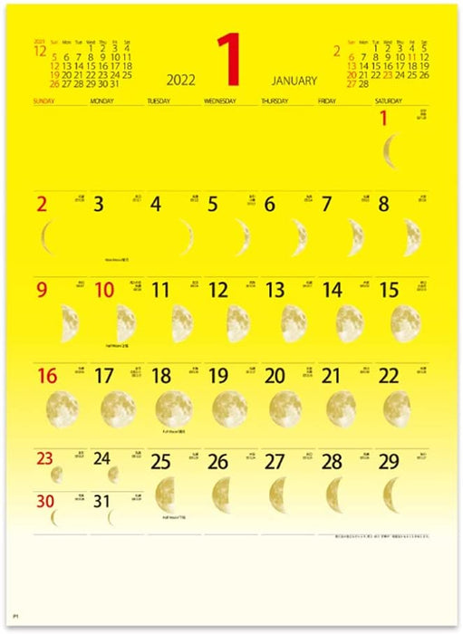 New Japan Calendar 2022 Wall Calendar Lucky Moon NK465