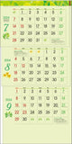 Todan 2024 Wall Calendar Green 3-Month eco S (From Top to Bottom Type) CL24-1040