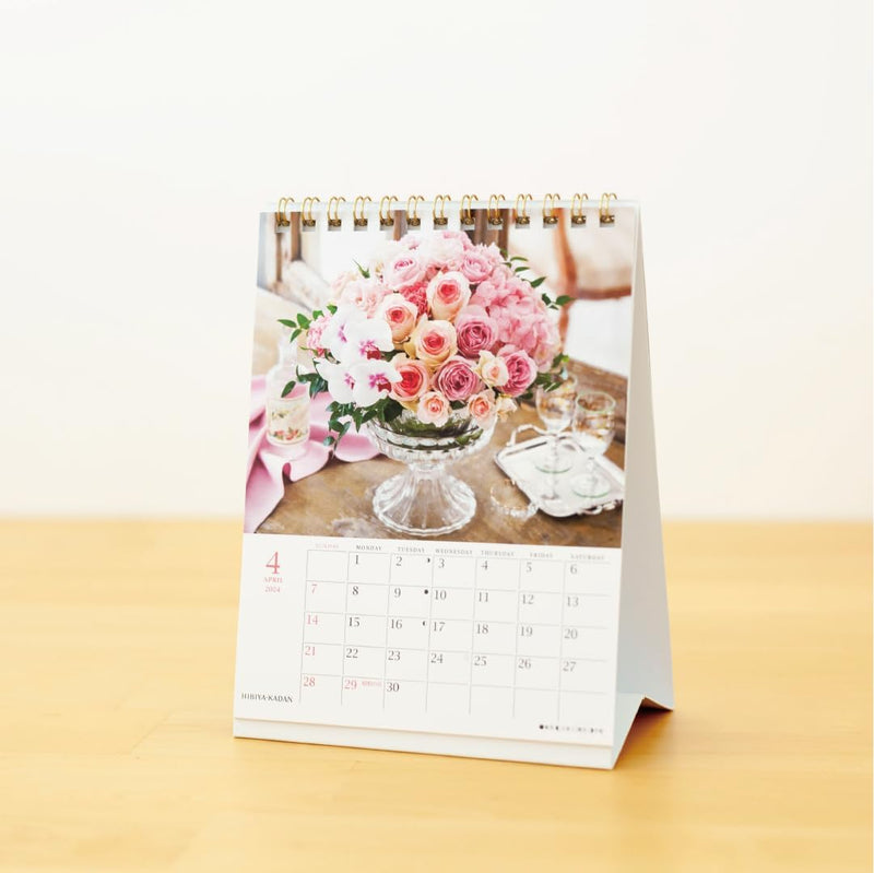New Japan Calendar 2024 Desk Calendar Hibiya-Kadan Precious Flowers NK4109