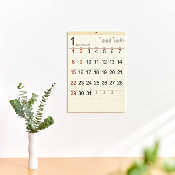 New Japan Calendar 2023 Wall Calendar Cream Memo Monthly Table NK166