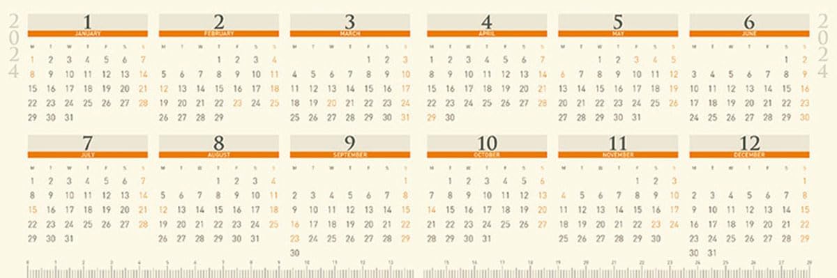 Try-X 2024 Desk Calendar Desk Schedule Techo CL-646 10x30cm