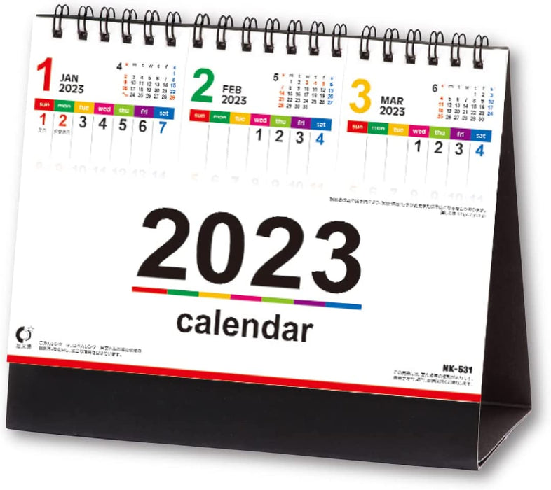 New Japan Calendar 2023 Desk Calendar Color Line Memo 3 Months NK8531