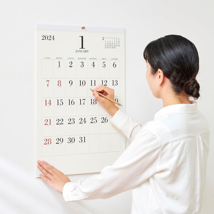 New Japan Calendar 2024 Wall Calendar Simple Face Large NK200 610x425mm