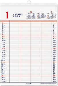 M-PLAN 2024 Cubics Wall Calendar A4 Family Basic 203814-01