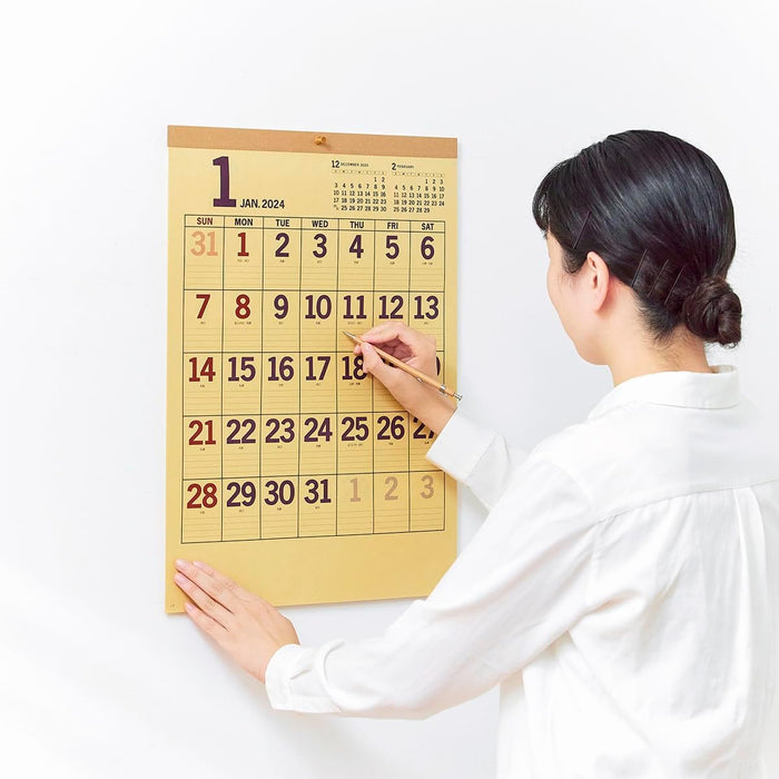 New Japan Calendar 2024 Wall Calendar Color Kraft Memo NK171