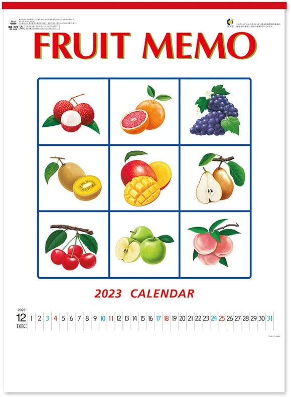 New Japan Calendar 2023 Wall Calendar Fruit Memo Calendar NK444