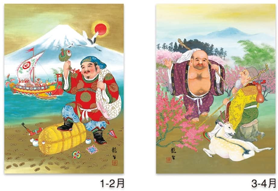 New Japan Calendar 2022 Wall Calendar Seven Lucky Gods (Shichifukujin) NK157