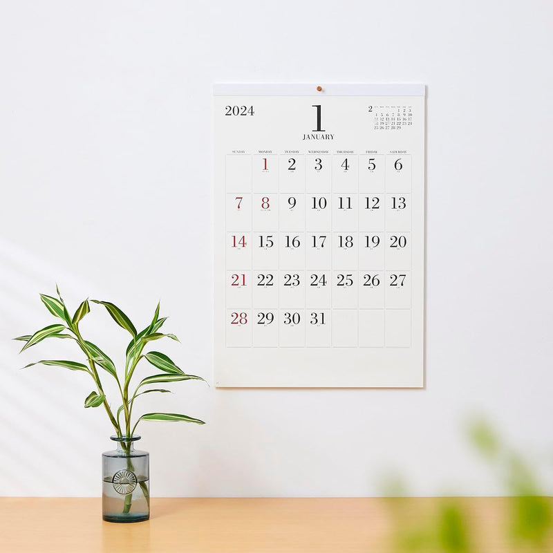 New Japan Calendar 2024 Wall Calendar Simple Face Large NK200 610x425mm