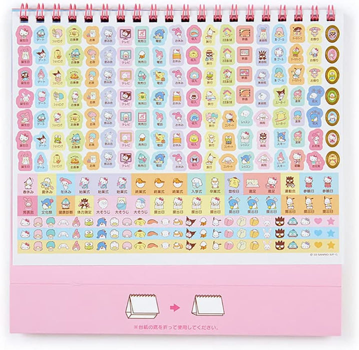 Sanrio 2023 Desktop Calendar 3 Months 203106 Light Blue