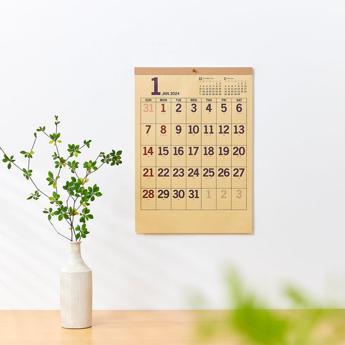 New Japan Calendar 2024 Wall Calendar Color Kraft Memo NK171