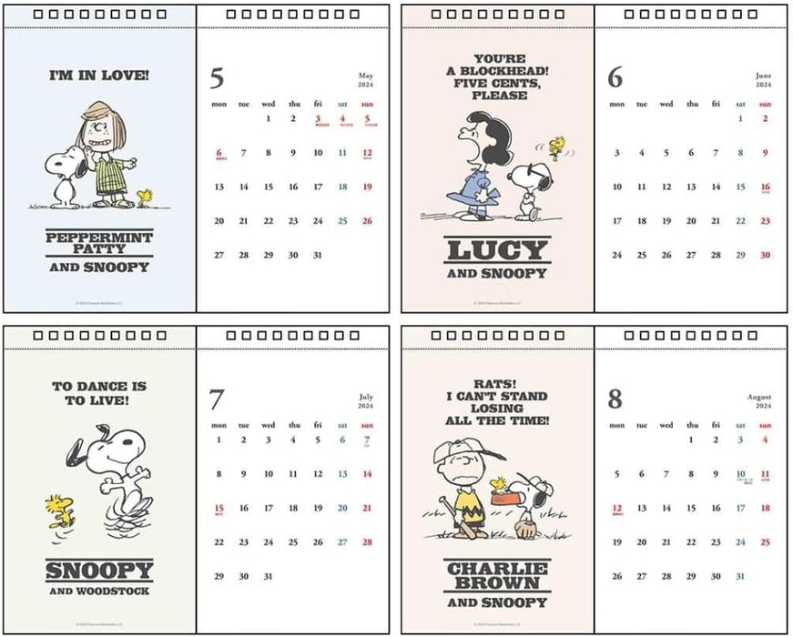 Sun-Star Stationery Snoopy 2024 Desk Calendar Vintage S8520658