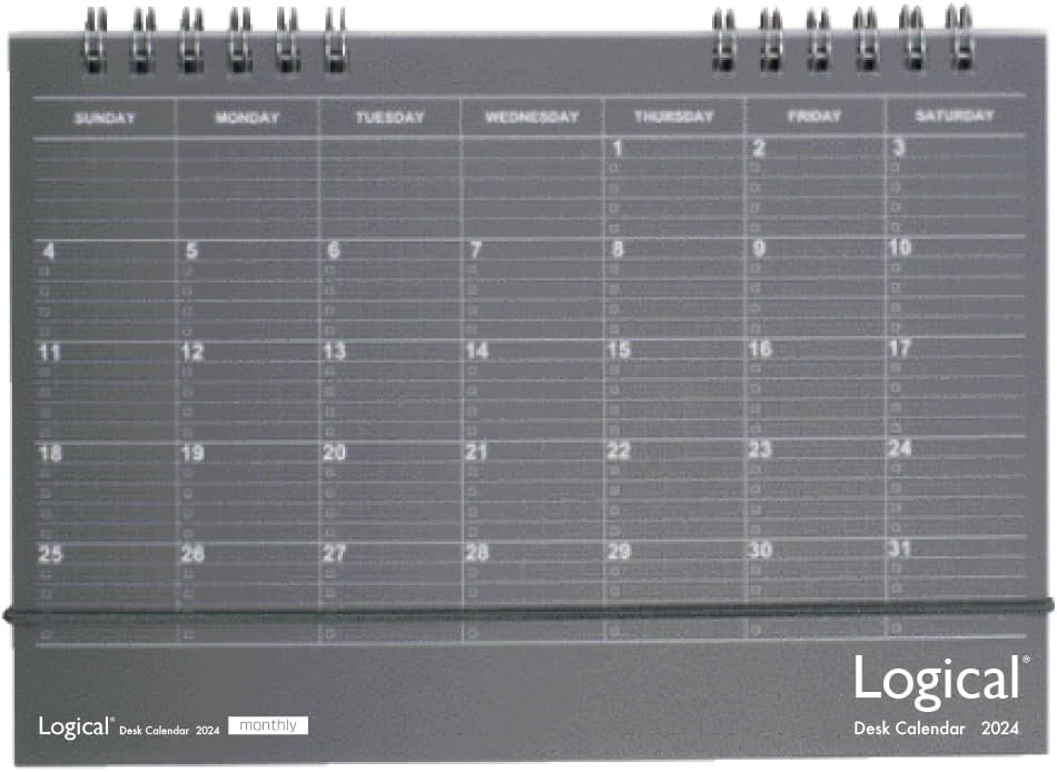 Nakabayashi 2024 Calendar Logical Desk Calendar W Ring Type B6 Black CLT-B602-24D